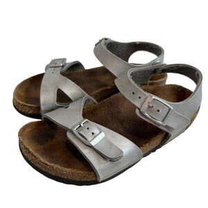 Birkenstock Rio kids sandals Electric Metallic Silver birko flor EU 28 kids 10